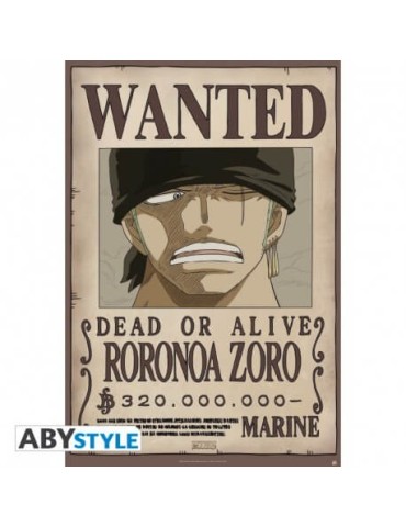 ONE PIECE - Poster «Wanted Zoro New » roulé filmé (91.5x61)