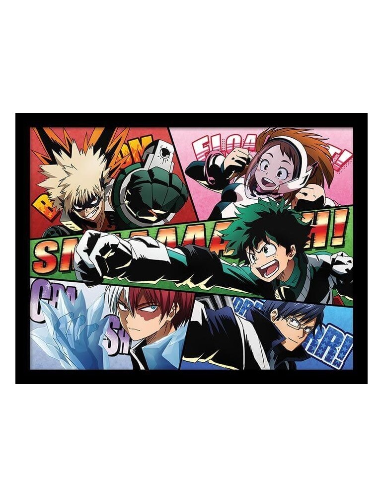 My Hero Academia Comic Action 30 x 40 cm Framed Print