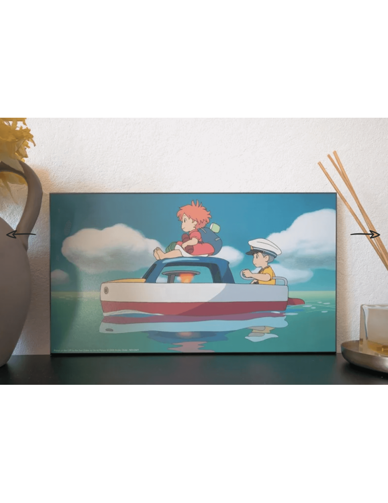 Ponyo sur la falaise Tableau Laminé en Bois Ponyo et Sosuke