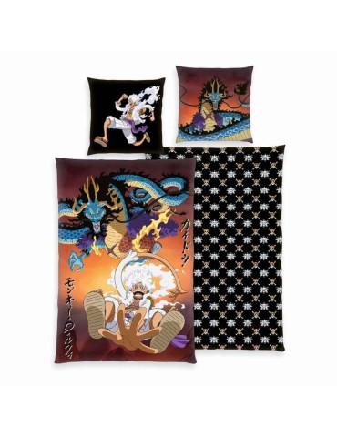 One Piece parure de lit Luffy Gear 5 :135 x 200 cm / 80 x 80 cm