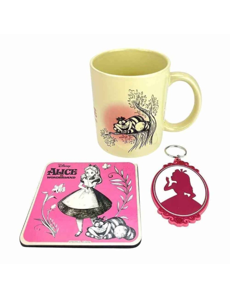 Disney set mug, sous-verre et porte-clés Alice in Wonderland Vintage