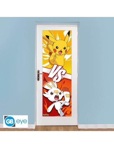 POKEMON - Poster de porte - Pikachu et Flambino - Roulé filmé(53x158)