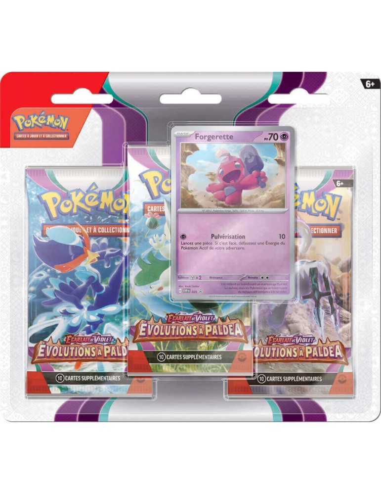 Pokémon Tripack 3 Boosters EV02 Ecarlate et Violet - Evolutions à Paldea : Forgerette ( Version Française )