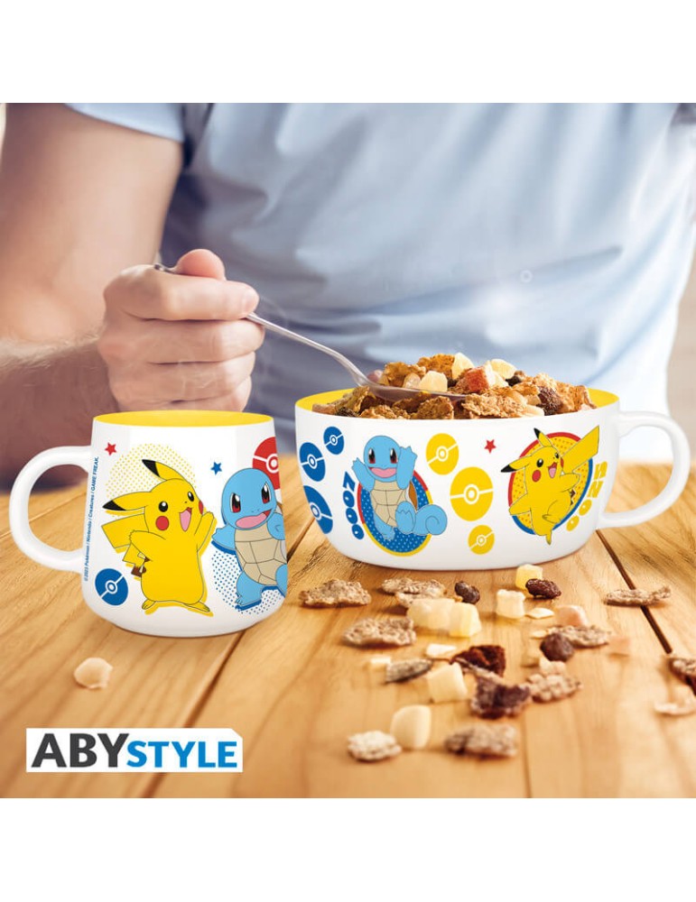 POKEMON - Set Petit Déjeuner Mug + Bol - Pikachu & Kanto Starters