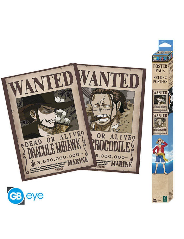 ONE PIECE - Wanted Mihawk & Crocodile - Set de 2 posters'52x38'