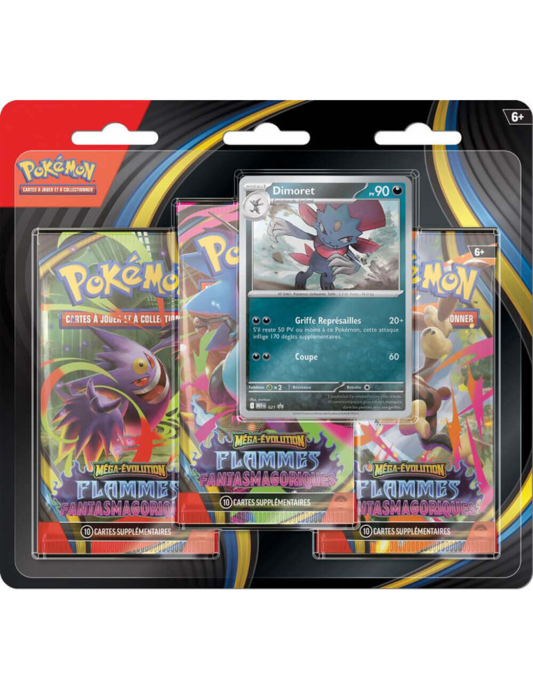 Pokémon - Tripack 3 Boosters Mega Evolution 02 : Flammes Fantasmagoriques : Dimoret ( Version Française )