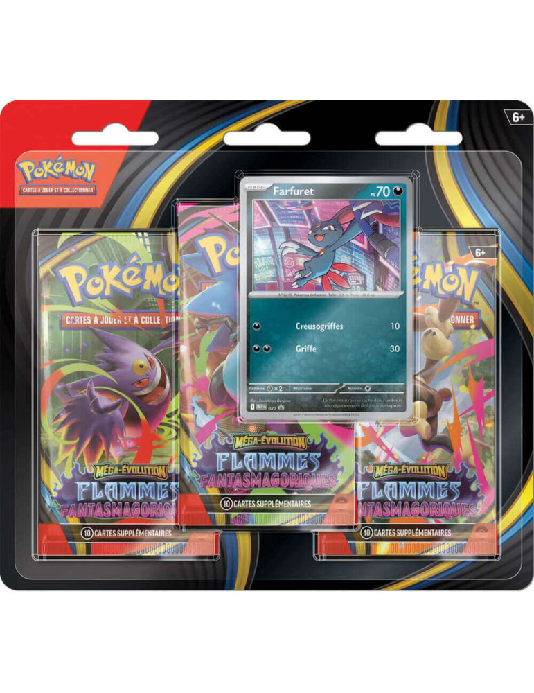 Pokémon - Tripack 3 Boosters Mega Evolution 02 : Flammes Fantasmagoriques : Farfuret ( Version Française )